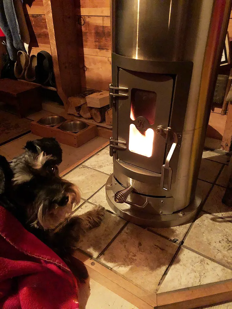 kimberly wood stove in cabin